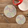 thumbnail image 2 of Colorful Floral Pattern Trivets Potholders Cotton Braided Potholders Heat-Resistant Pads 7.09'' and 9.45'', 2 of 7
