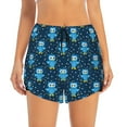 thumbnail image 2 of Yiaed Blue Owl Print Women's Running Shorts with Liner 3 Zipper Pockets Elastic Workout Athletic Gym Yoga Shorts-Large, 2 of 7