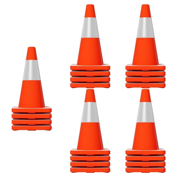 20 PCS Safety Cones Traffic Cones,20 x 18" PVC Orange Reflective Collars Road Cones with Weighted Base,Orange Safety Cones Used for Traffic Control, Driveway Road Parking and School Improvement