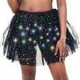 thumbnail image 2 of Riforla Glimmering Sequin LED Light up Half Skirt Tutu with Starry Netting for Adults Sparkling Party Wear Womens Skirts Black One Size, 2 of 4