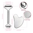 thumbnail image 5 of Juego de acero inoxidable Gua Sha e instrumento de rodillo de masaje facial compatible con masaje facial para ojos y cuello, práctica para el cuidado corporal, herramientas de masaje facial Afortunado Sencillez, 5 of 5