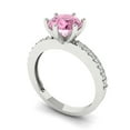 thumbnail image 2 of 1.71ct Round Cut Pink Crystal 18k White Gold Engraving Statement Bridal Wedding Designer Ring Size 8.5, 2 of 5