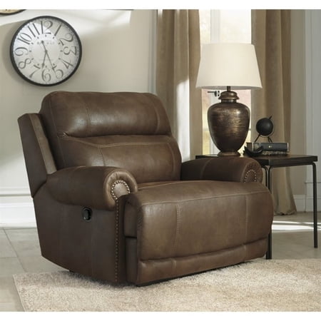 Ashley Furniture Austere Faux Leather Zero Wall Recliner in Brown