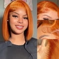 thumbnail image 1 of RQY Ginger Orange Lace Front Bob Pelucas Cabello humano 12 pulgadas 350# Color 13x4 Lace Frontal Bob Pelucas de cabello humano 180% Densidad Recto Ginger Lace Front Bob Pelucas Cabello humano para muj, 1 of 4