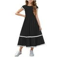thumbnail image 2 of MKOSPLRT Maxi Dresses for Girl 5-15 Years Short Sleeve Crew Neck Wedding Dresses Ruffle Party A Line Dresses with Pockets, 2 of 9