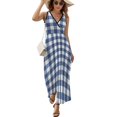 thumbnail image 2 of Navy Blue White Buffalo Check Geometric Plaid Sleeveless Dress Summer Women Clothes Dress for Pregnant Women Dresses, 2 of 9
