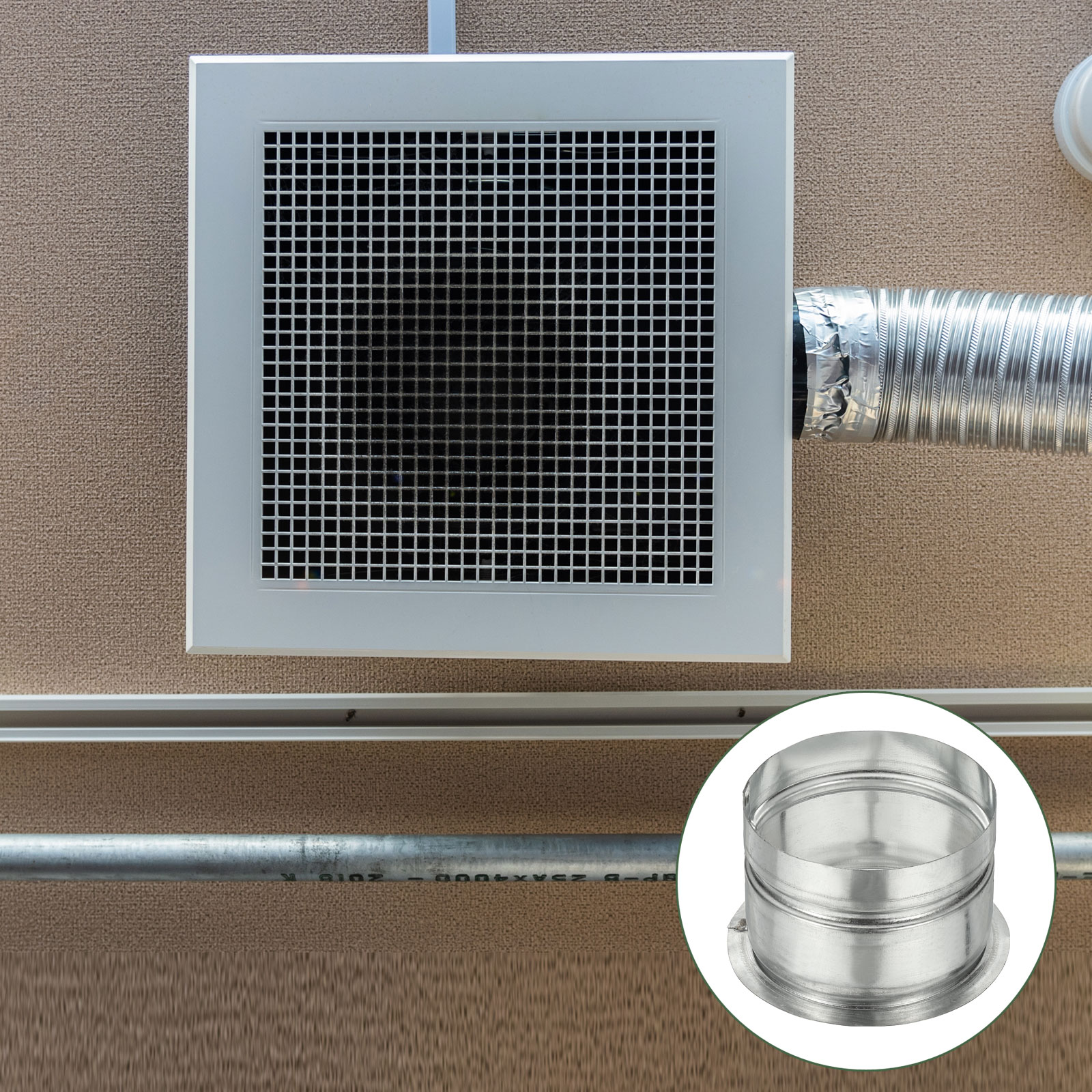 Duct Connector Flange, 2 Pcs Round Galvanized Steel Air Ducting Mounting Plate, Great for Heating Cooling Ventilation HVAC Exhaust Fan System(4 Inch, Silver Tone)