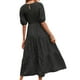 thumbnail image 3 of Lucakuins - Vestido midi de verano para mujer, línea A, manga corta, cuello redondo, cintura alta, vestido floral de encaje Lucakuins moda, 3 of 4