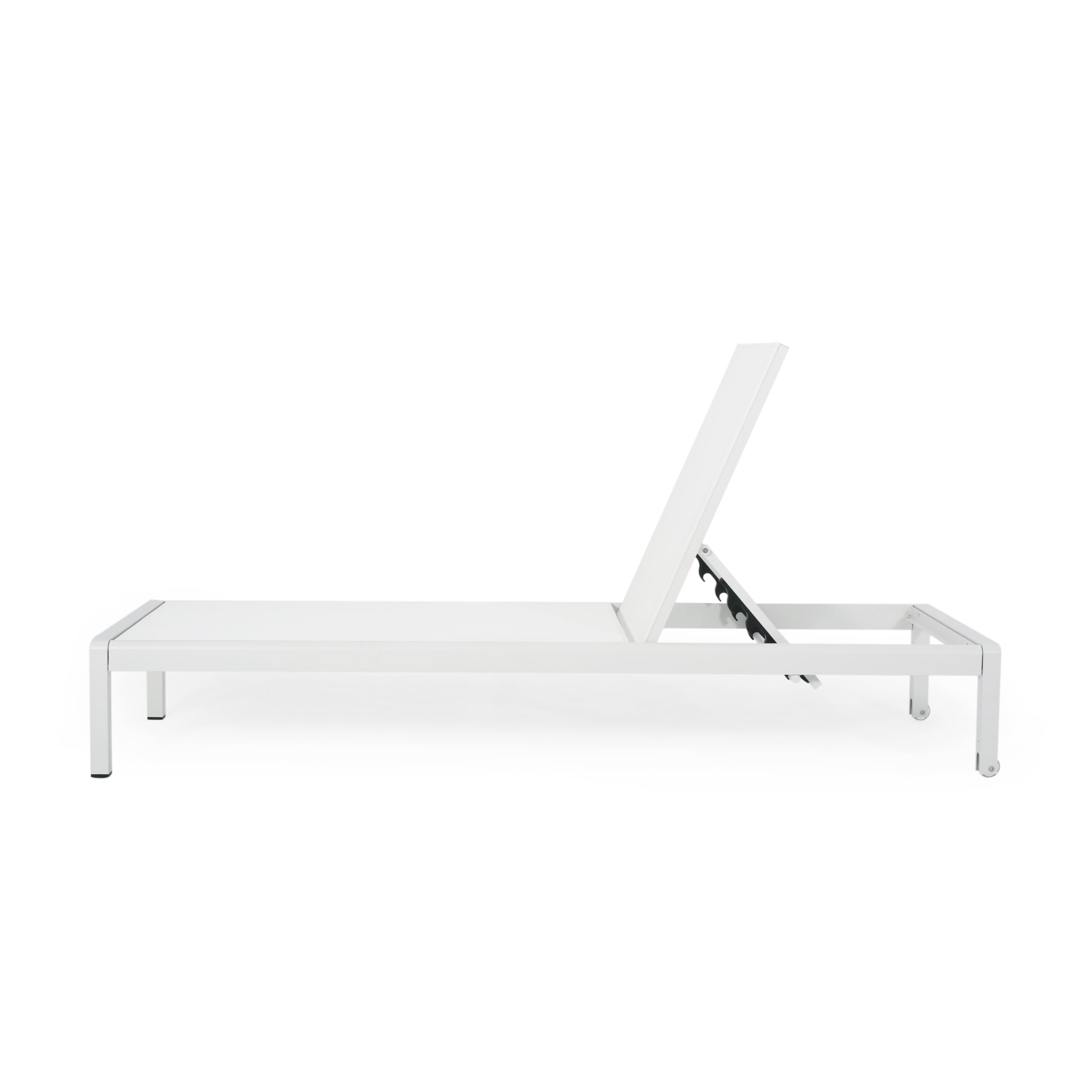 Outdoor Aluminum Mesh Single Chaise Lounge, Lightweight Poolside Rest Seat for Patio Garden, White