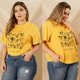 thumbnail image 2 of Impresión De Camisetas Sueltas De Cuello Redondo Tops Camiseta De Manga Corta Para Mujer (Amarillo 2Xl) Tmvgtek Mujer, 2 of 9