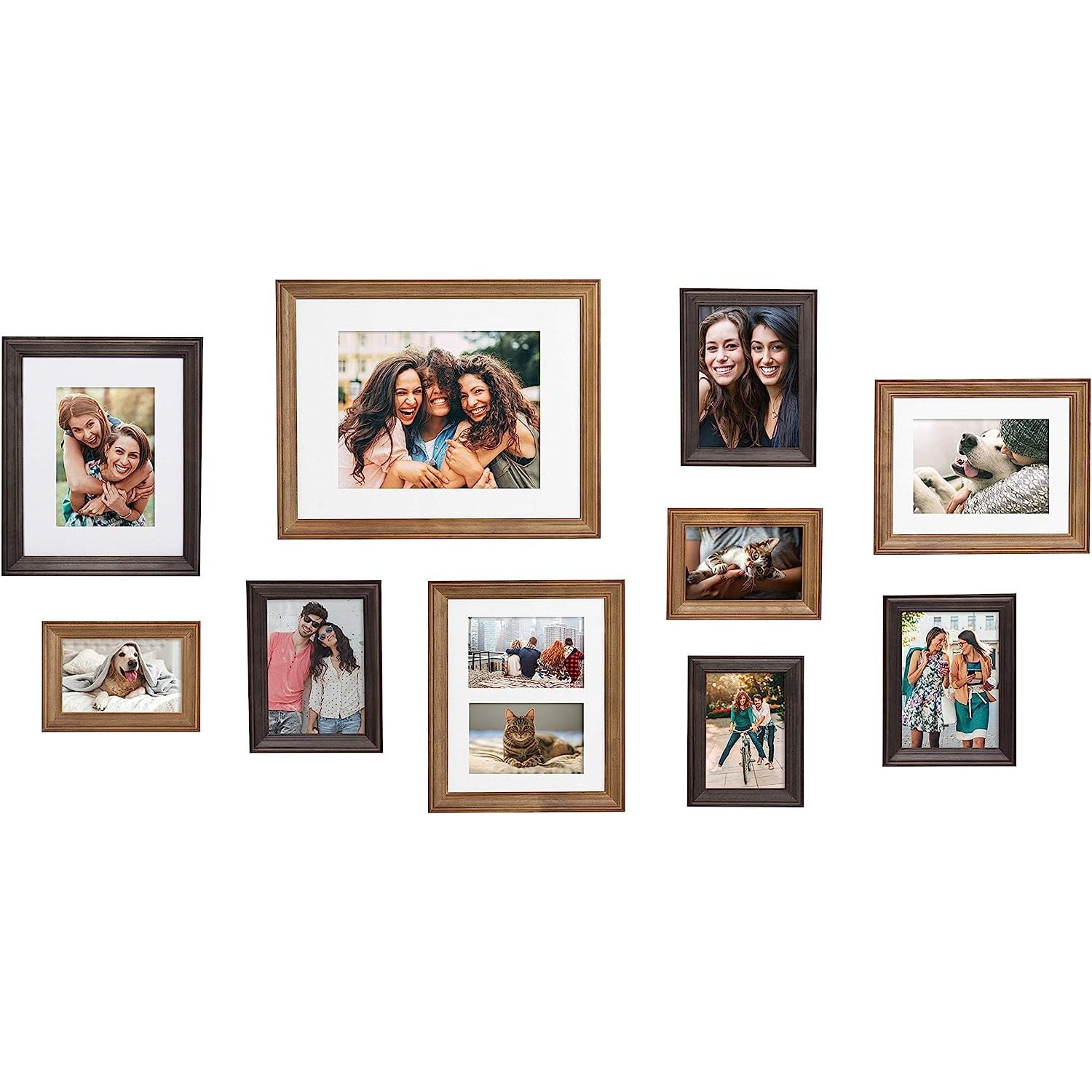 Zoushwin Bordeaux Gallery Wall Frame and Shelf Kit, Set of 10, Natural