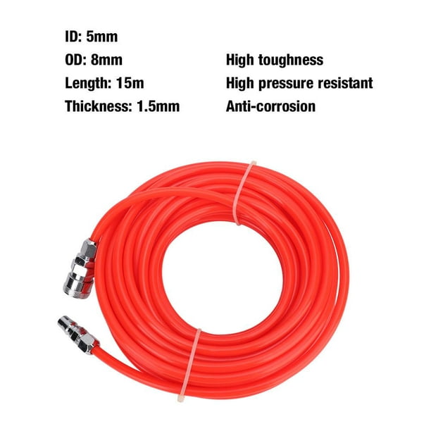 Tuyau d'air pneumatique TOPINCN, tuyau flexible de compresseur d'air haute  pression 5 * 8mm avec connecteur rapide mâle / femelle 15M rouge, tuyau  d'air 