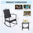 thumbnail image 4 of Devoko 3 Pieces Patio Rattan Rocking Chair Set with Cushion and Table Outdoor Porch and Garden Furniture, Beige, 4 of 7