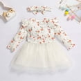 thumbnail image 6 of Sinhoon Toddler Baby Girl Ruffle Long Sleeve One Piece Dress Heart Top Floral Skirt Fall Winter Clothes with Bowknot Headband, 6 of 6