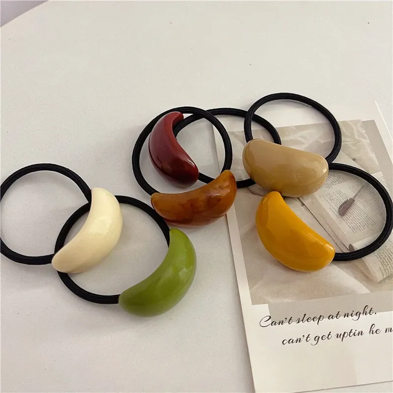 Simple Oval Acetic Korean Fashion Elastic Hair Bands For Women Girls Hair Accessories Headwear Ponytail Holder Scrunchie