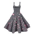 thumbnail image 5 of Women's Vintage Swing Dress A Line Sleeveless Heart Printed Wedding Guest Party Dresses Wine M, 5 of 5