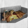 thumbnail image 6 of Tropical Soft Flannel Fleece Blanket, Exotic Beach with Coconut Palm Tree and Horizon Sunset Calm Panorama, Cozy Plush for Indoor and Outdoor Use, 50" x 60", Orange and Olive Green, by Ambesonne, 6 of 6