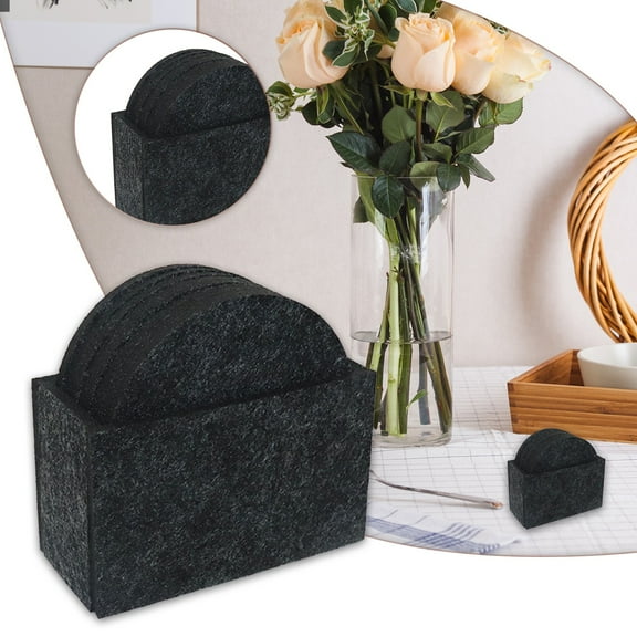 Egooesam Drink Coasters Felt Coasters for Drinks Set of 12 Round Coasters Absorbent Felt Coasters for Drinks Bar Home Includes a Matching Felt Coaster Holder