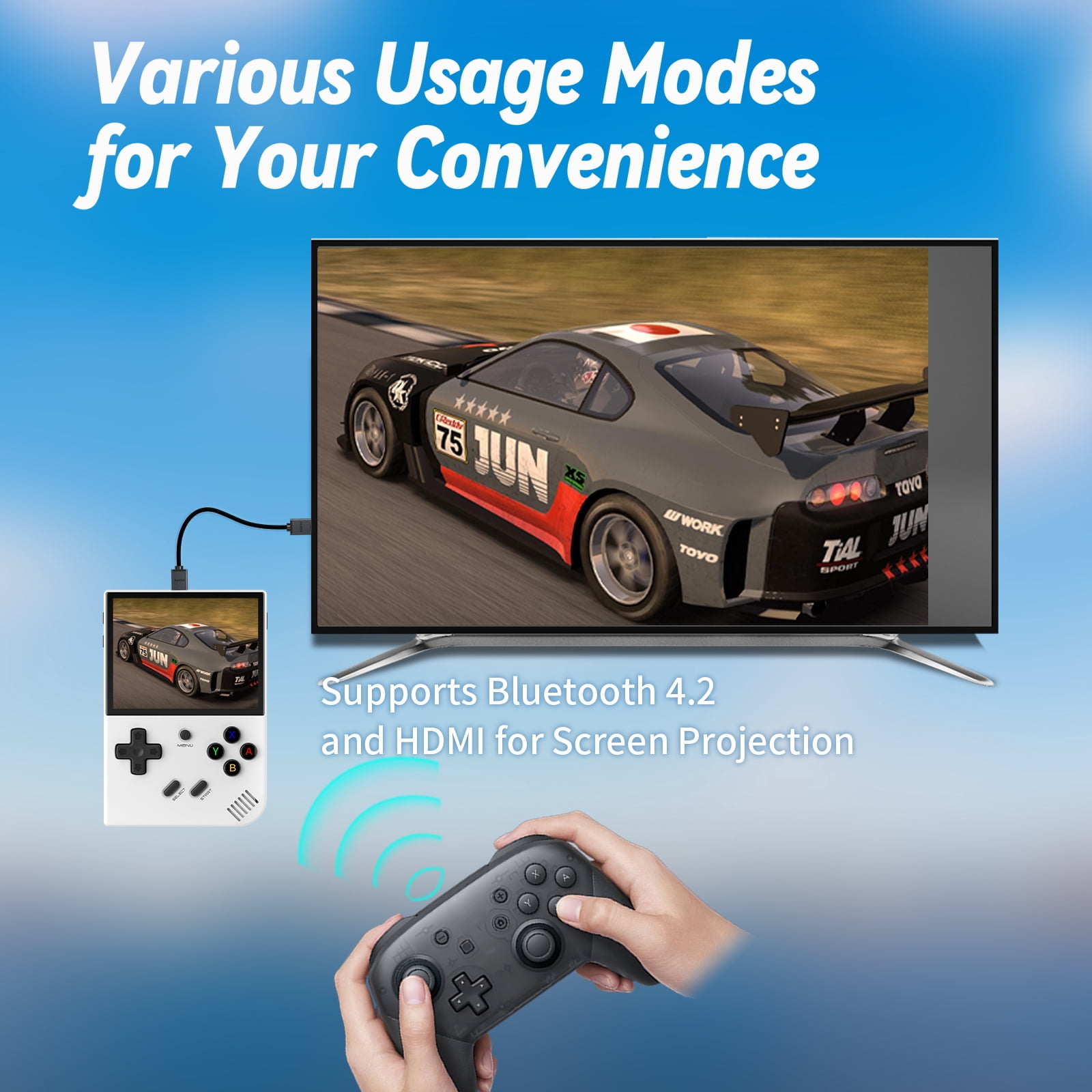RG35XX Plus Handheld Game Console,Linux System,5G WiFi Bluetooth HD TV Output Gray White