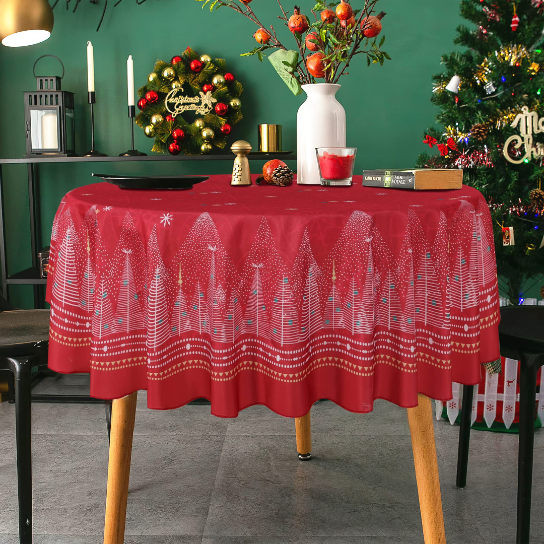 LUSHVIDA Printed Christmas Tablecloth 60 Inch Round photo 6