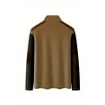thumbnail image 2 of Men's Long Sleeve Tops 1/4 Zip Sweater Pullover Polo Sweaters Striped Sweatshirts Brown 3XL, 2 of 6