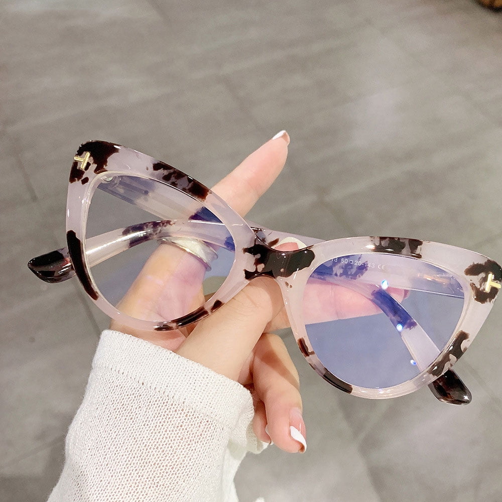 4 Pairs of Fashion Pink Tortoise Thick Oversized Cat Eye Reading Glasses for Women, Classic Anti-blue Light Readers Presbyopic Glasses +4.00