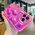 thumbnail image 2 of iPhone 13 Pro Holographic Case, Cute Laser 3D Water Ripple Bling Glitter Luxury Wave Shape Phone case for Women Girls Silicone Protection Cover (hot Pink), 2 of 14