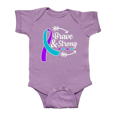 

Inktastic Suicide Prevention Awareness Brave and Strong with Arrows Gift Baby Boy or Baby Girl Bodysuit