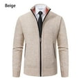 thumbnail image 2 of Miluxas Mens Cardigan Sweater Full Zip Up Stand Collar Cardigans Long Sleeve Knitted Sweaters White, 2 of 9