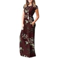 thumbnail image 2 of Summer Dresses for Women 4th of July Dresses Casual Floral Print Maxi Dresses Plus Size Sun Dresses Wedding Guest Dresses with Pockets Shermie, 2 of 6