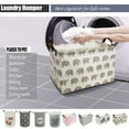 thumbnail image 1 of 15" Waterproof Foldable Laundry Hamper - Rectangular Cotton Linen Laundry Basket with Handles, Dirty Clothes Basket, Canvas Organizer Basket /Toy Bins for Family, School, Car (Multiple Gray Elephant), 1 of 6