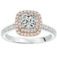 thumbnail image 2 of JeenMata Cushion Cut Real Diamond Double Halo Engagement Ring in 10k White Gold, 2 of 6