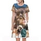 thumbnail image 1 of Balery Playful Cat Vestidos sueltos de manga corta para mujer, vestidos de verano 2025, vestidos casuales de corte A con vuelo., 1 of 6