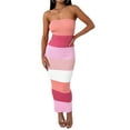 thumbnail image 2 of Coduop Women Color Block Strapless Bodycon Maxi Dress Sleeveless Ribbed Knit Tube Long Dresses, 2 of 6
