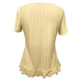 thumbnail image 6 of vigerkar Womens Fashion Short Sleeve Eyelet Tops Summer Casual Blouses Dressy Tops with Ruffle Hem (Yellow, XL), 6 of 6