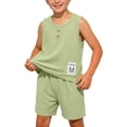 thumbnail image 2 of Nilvkv Boys Sweatsuit, Boys Summer Outfits, Sleeveless Round Neck Top and Shorts Set Summer Green 1-2 Years, 2 of 8