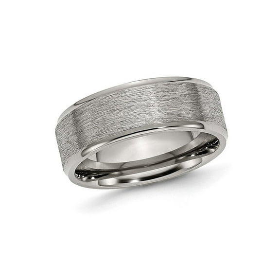 Gem & Harmony Mens Titanium Ridged Edge Brushed Wedding Band Ring (8mm) for Women