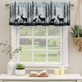 thumbnail image 2 of Deer Bear Curtain Valances for Windows, Kitchen Valance Window Treatments Panel 2 Pack, Retro Farmhouse Trees Forest Wooden Grain Rod Pocket Short Curtains for Bathroom Bedroom 42 x 18 Inch, 2 of 8