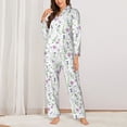 thumbnail image 2 of Hirioo Watercolor Wildflower for Women's Pajama Sets 2 Piece Pjs Women's Long-Sleeved Pajama Set Button Down Sleepwear,S-XXL-X-Large, 2 of 7