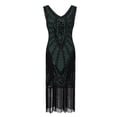 thumbnail image 4 of Vestido con borlas de lentejuelas para banquetes, fiesta, tamaño pequeño, escote en V doble, vestido para mujer, 4 of 6