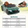 thumbnail image 3 of Costway 12V Licensed Bentley Bacalar Kids Electric Ride-on Car with Remote Control Green, 3 of 9