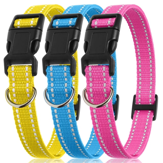Pack de 3 collares ajustables de nailon para perros PetJoy de 20 a 69 cm