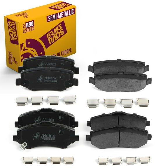 Metrix Premium Chassis Parts - Front & Rear Semi-Metallic Disc Brake Pad Set Fits 2007-2012 Dodge Nitro, 2008-2012 Jeep Liberty, 2007-2017 Jeep Wrangler, 2018 Wrangler JK, Made in Europe