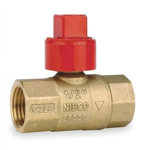 Nibco 1/2" FNPT Brass Gas Ball Valve Inline GB2A