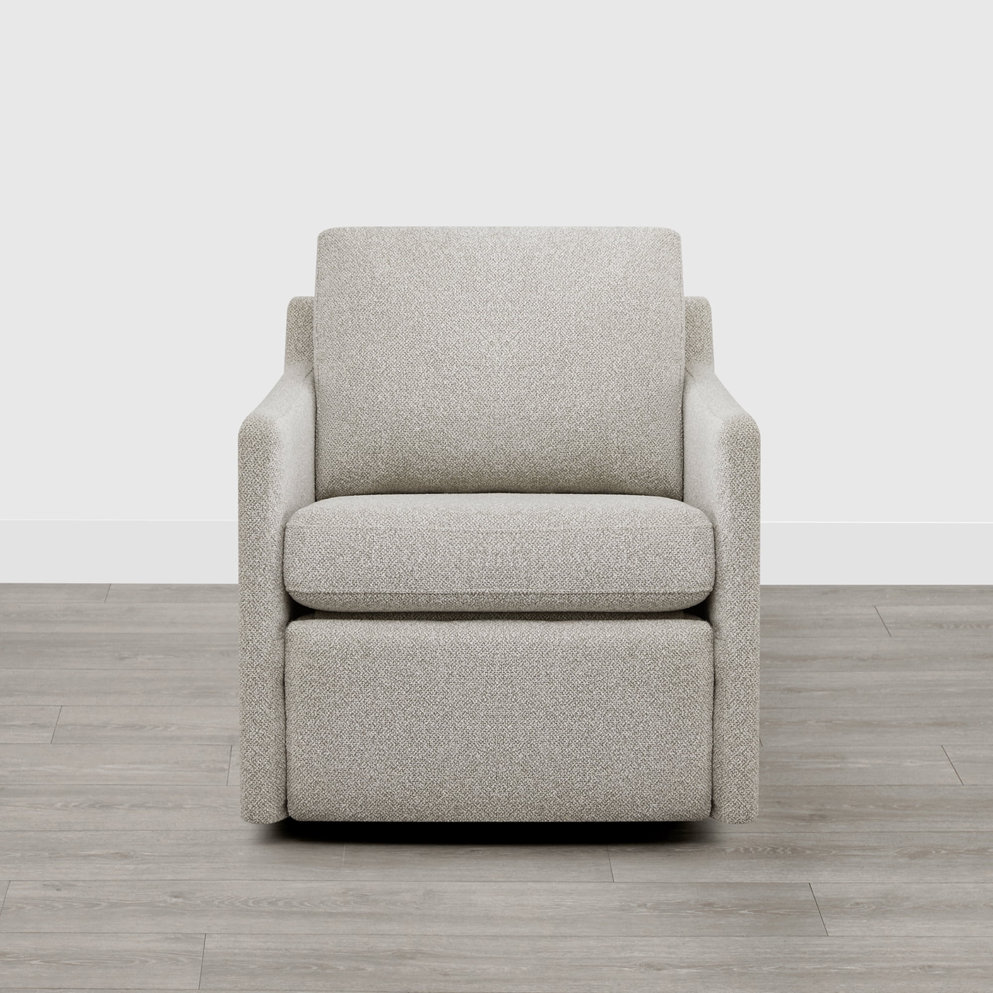 Spruce & Spring 270-Degree Swivel Accent Chair with Power Footrest & Charging Ports, Light Gray