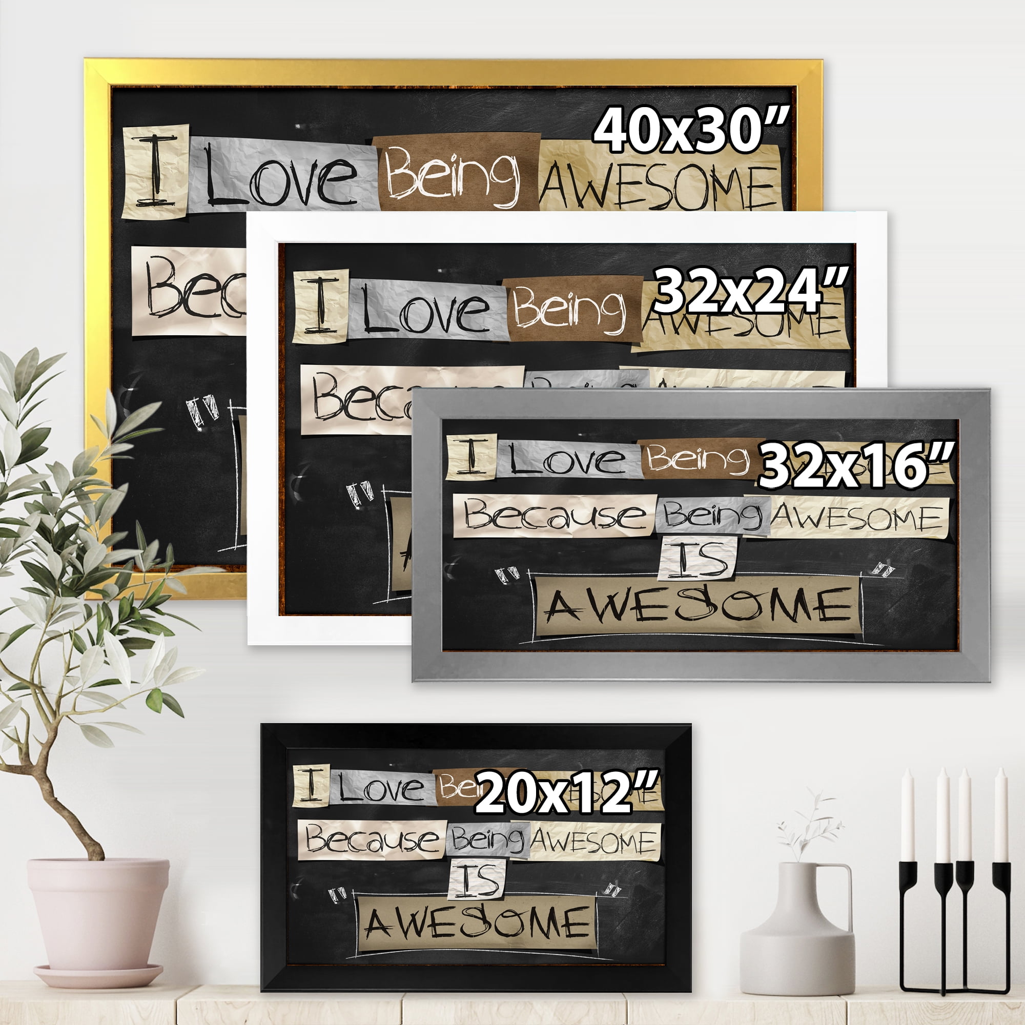Designart 'I Love Being Awesome School Quotes' Rustic Framed Art Print