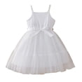 thumbnail image 1 of Vestido de Fiesta de las Niñas Color Sólido Suspender Malla Superposición con Cinturón Casual Fluy A-Line para Niños Fotos de Vacaciones Primavera Verano, 1 of 9
