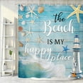 thumbnail image 3 of Rustic Beach Shower Curtain, Blue Teal Seashell Starfish Coastal Relax Summer Country Farmhouse Fabric Bathroom Curtains, Ocean Bathroom Shower Curtain with 12PCS Hooks, 70X75IN, 3 of 3