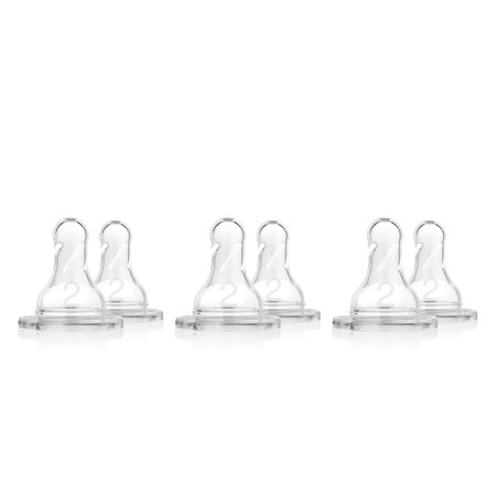 Dr. Brown's Original Bottle Nipple, Level 2 (3m+, Medium Flow), 6 (Best Baby Bottle Nipples)