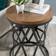 thumbnail image 2 of Powell Byrne Round Barrel Metal and Wood Indoor Accent Side Table, 24.25" Tall, Gray, 2 of 7